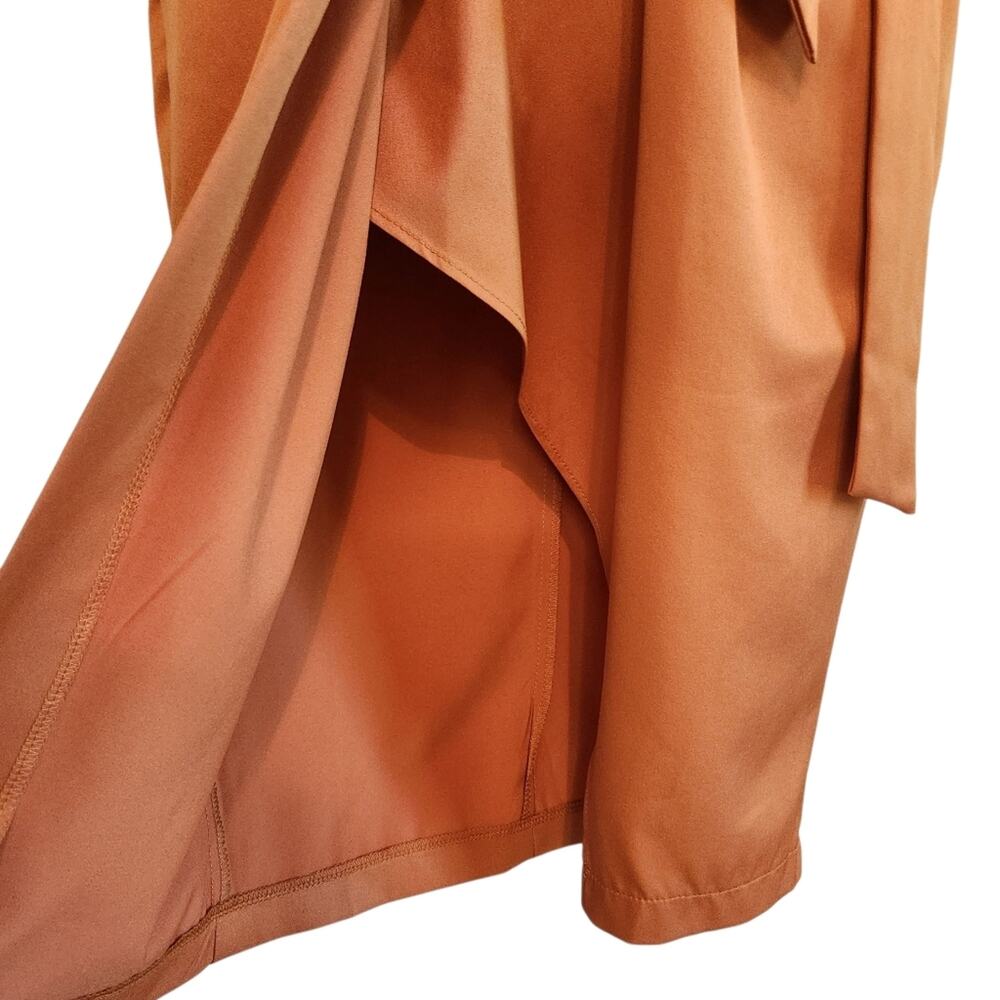 Favlux solid belted faux wrap dress golden yellow size S - Picture 6 of 10